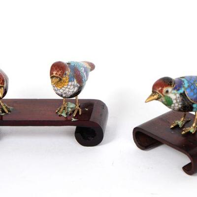 Miniature Chinese Cloisonne Birds