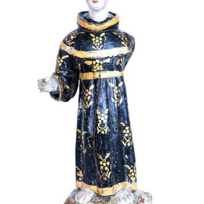 Large San Antonio Carved Wood Santo, 19th c. or Earlier