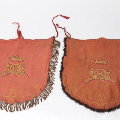 Pair of Fine Trumpeter Flags w/Coat of Arms