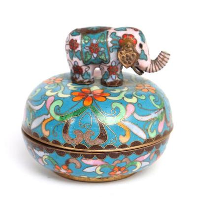 Chinese Cloisonne Elephant Music Box