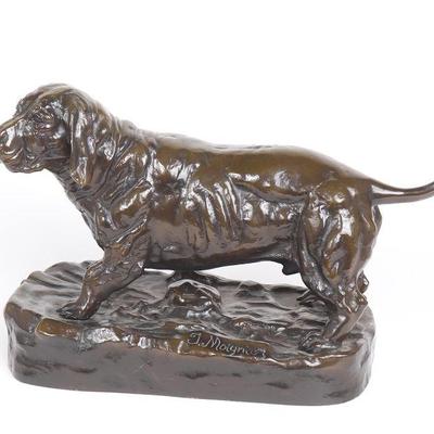 Bronze Cast Basset Hound After Jules Moigniez