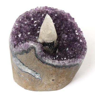 Amethyst with Calcite & Hematite