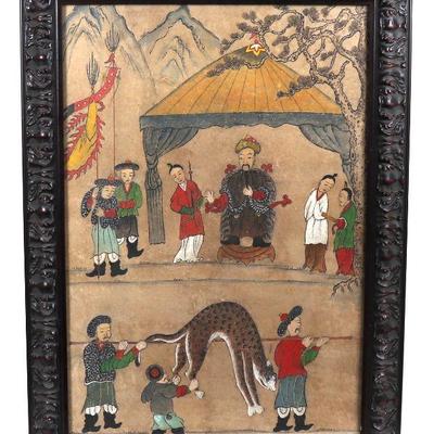 Korean Folk Art "Leopard Hunt" Painting