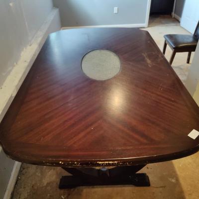 Dining Table w/Cracked Glass-Insert + Chairs