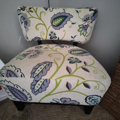 White & Blue Floral Accent Chair