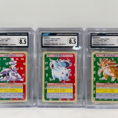 (3) CGC Graded 8.5 Pokemon Topsun 1997 Cards - Original Series - 2nd Print