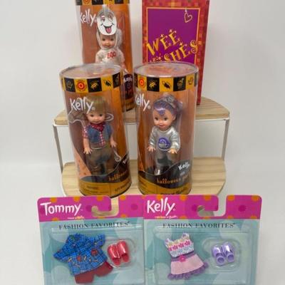 (3) Mattell Kelly Dolls, (2) Sets of Extra Clothes & Effanbee Wee Wishes Tooth Fairy