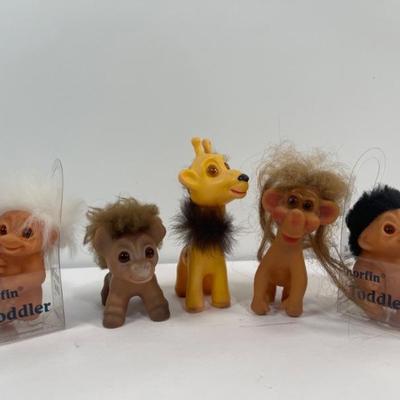 Vintage Trolls - (2) Norfin Toddlers & (3) RARE Dam Things