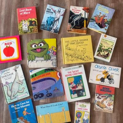 (15) Vintage Children's Books & (1) Sesame Street Word Cards