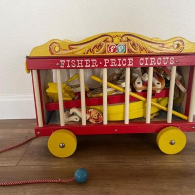 Vintage Fisher Price Circus Wagon Pull Toy w/ All Performers - INCOMPLETE