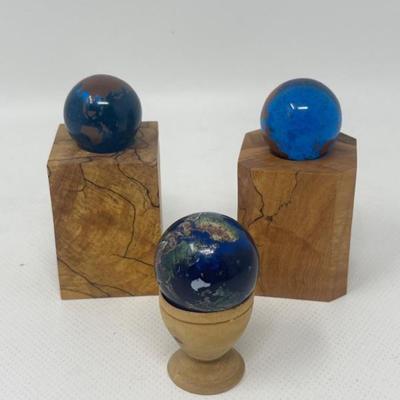 (3) Earth Marbles 29.6mm-33.6mm