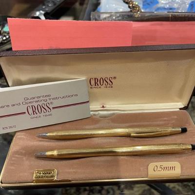 Gold filled cross pen and pencil set 