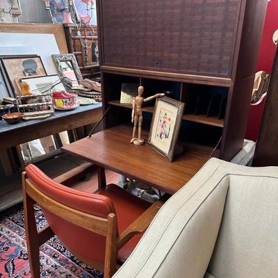 Mid century walnut cabinet and desk  