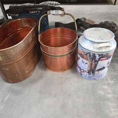 #3158 â€¢ Copper Tub, Copper Bucket with Handle, Milk Can
