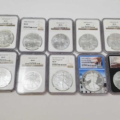 #524 â€¢ (10) Liberty Silver Eagle Coins
