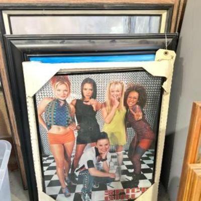 #6644 â€¢ Spice Girls Framed Poster & (2) Framed Paintings
