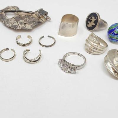 #485 â€¢ .925 Silver Rings and Pin, 79g
