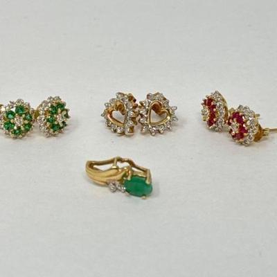 #445 â€¢ (3)10k Gold Diamond Earrings, 5g
