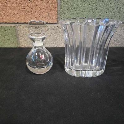 #3038 â€¢ Orrefors Crystal Vase and Perfume Bottle with Stopper
