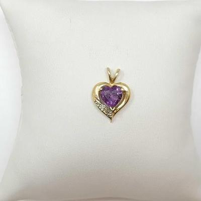 #328 â€¢ 14K Gold Purple Heart Diamond Pendant, 2.19g
