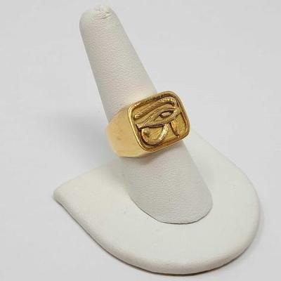 #304 â€¢ 18k Gold Eye of Horus Ring, 8g
