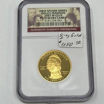 #504 â€¢ 2007 $10 Liberty Dolley Madison Gold Coin
