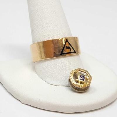 #424 â€¢ 10k Gold Masonic Ring and Pin, 6g
