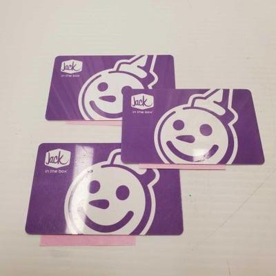 #1036 â€¢ (3) Jack in the Box Giftcards
