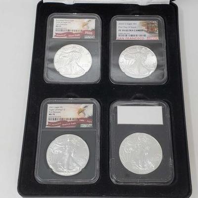 #520 â€¢ (4) 2020-2021 $1/1OZ Silver Coins
