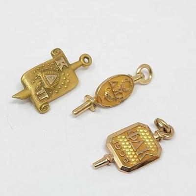 #438 â€¢ 10k Gold Vintage Kappa Alpha/Delta Pins & Pendant, 7.8g
