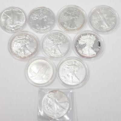 #530 â€¢ (10) $1 American Eagle Silver Coins
