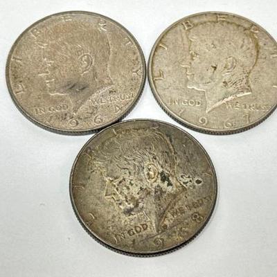 #804 â€¢ (3) 1964-1968 Kennedy Half Dollars
