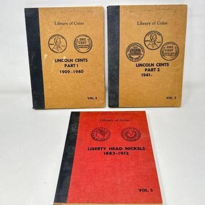 #798 â€¢ (3) Lincoln Cents & Liberty Head Nickel Book Sets

