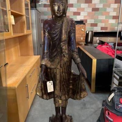 #5526 â€¢ wood standing mandalay Buddha Statue

