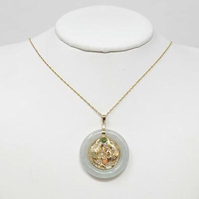 #400 â€¢ 14k Gold Jade Necklace, 11g
