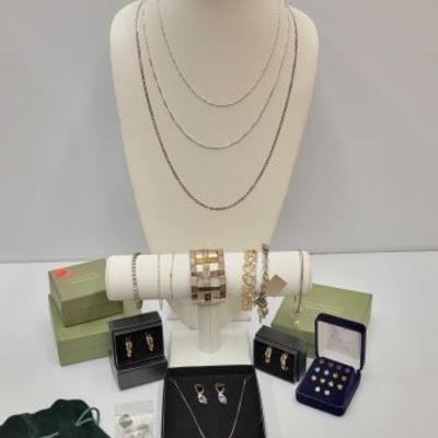 #490 â€¢ .925 Necklaces, Bracelets, & Earrings, 102g
