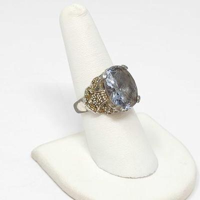 #466 â€¢ .925 Silver Ring with Light Blue Stone , 9g
