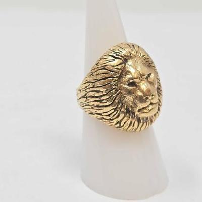 #352 â€¢ 14k Gold Lion's Head Ring, 29.9g
