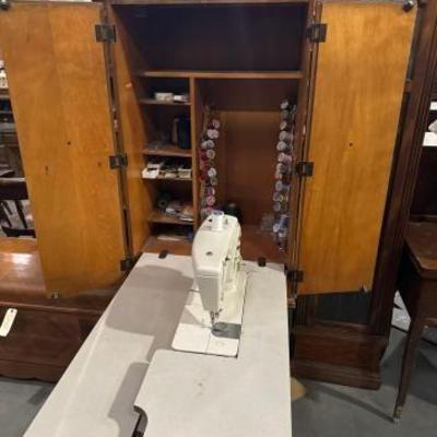 #5150 â€¢ singer sewing machine folding table in to cabinet
