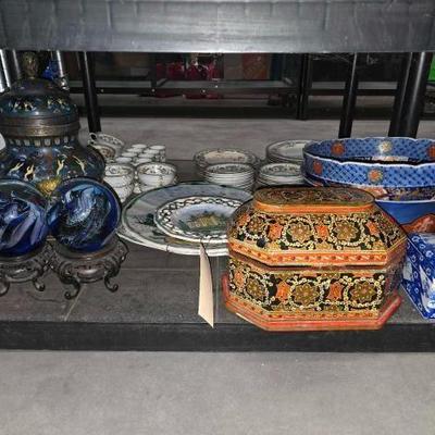 #3156 â€¢ Decorative Bowls, Metal Vase, Platters, Paperweights, Jewelery Box
