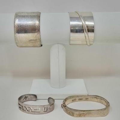 #483 â€¢ (4) .925 Silver Cuff Bracelets, 143g
