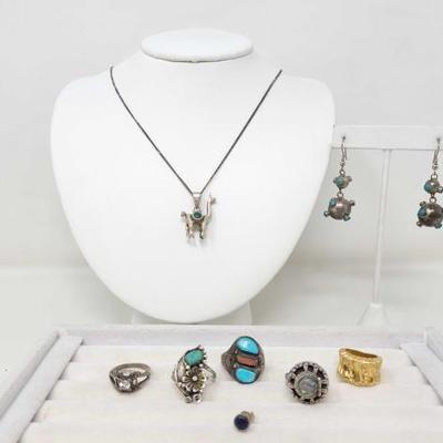 #467 â€¢ .925 Silver Rings, Earrings and Necklace, 48.64g
