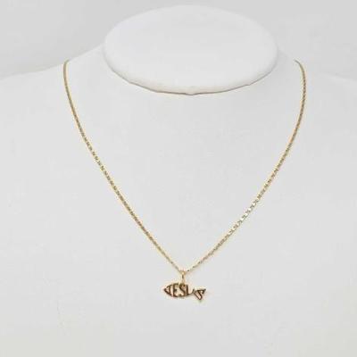 #372 â€¢ 14k Gold 'Jesus' Necklace, 2.88g
