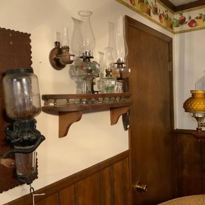 Antique glass coffee grinder