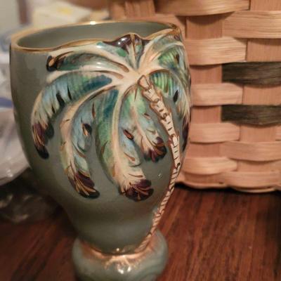 Vase with palm tree