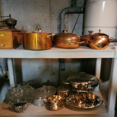 Copper, pewter,  & Silver Plate items