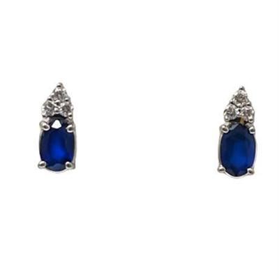 Lot 005   
Sapphire and Diamond Accent Post Earrings