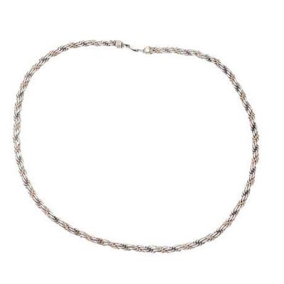 Lot 022  
Italian 14K Gold and Sterling Silver Rope Necklace
