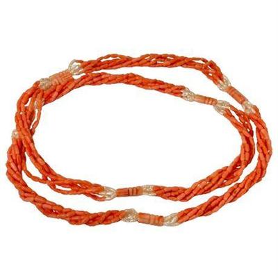 Lot 016 
Vintage Twisted Coral and Freshwater Pearl Necklace