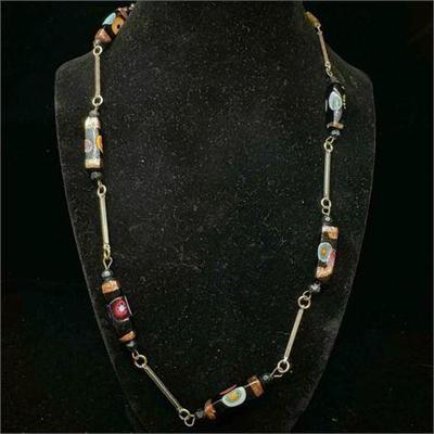 Lot 033-108   1 Bid(s)
Murano Art Glass Millefiori Beaded Link Necklace, Vintage